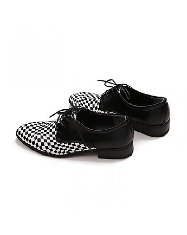 Men's Shoes Leather Wedding / Party & Evening Oxfords Wedding / Party & Evening Flat Heel Lace-up Black  