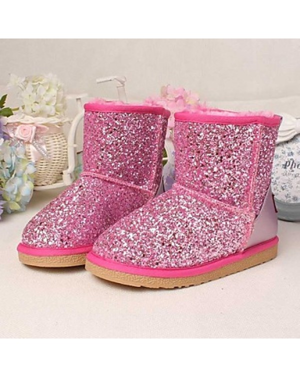 Girls' Shoes Dress / Casual Platform Snow Boots Comfort Round Toe Leather  Glitter Boots More Colors Available  